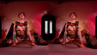 في آر إباحي: فتاة ساخنة تختنق على قضيب ضخم في الواقع الافتراضي